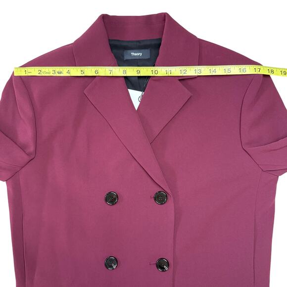 THEORY Admiral Double Breasted Burgundy Crop Jacket - Picture 11 of 14
